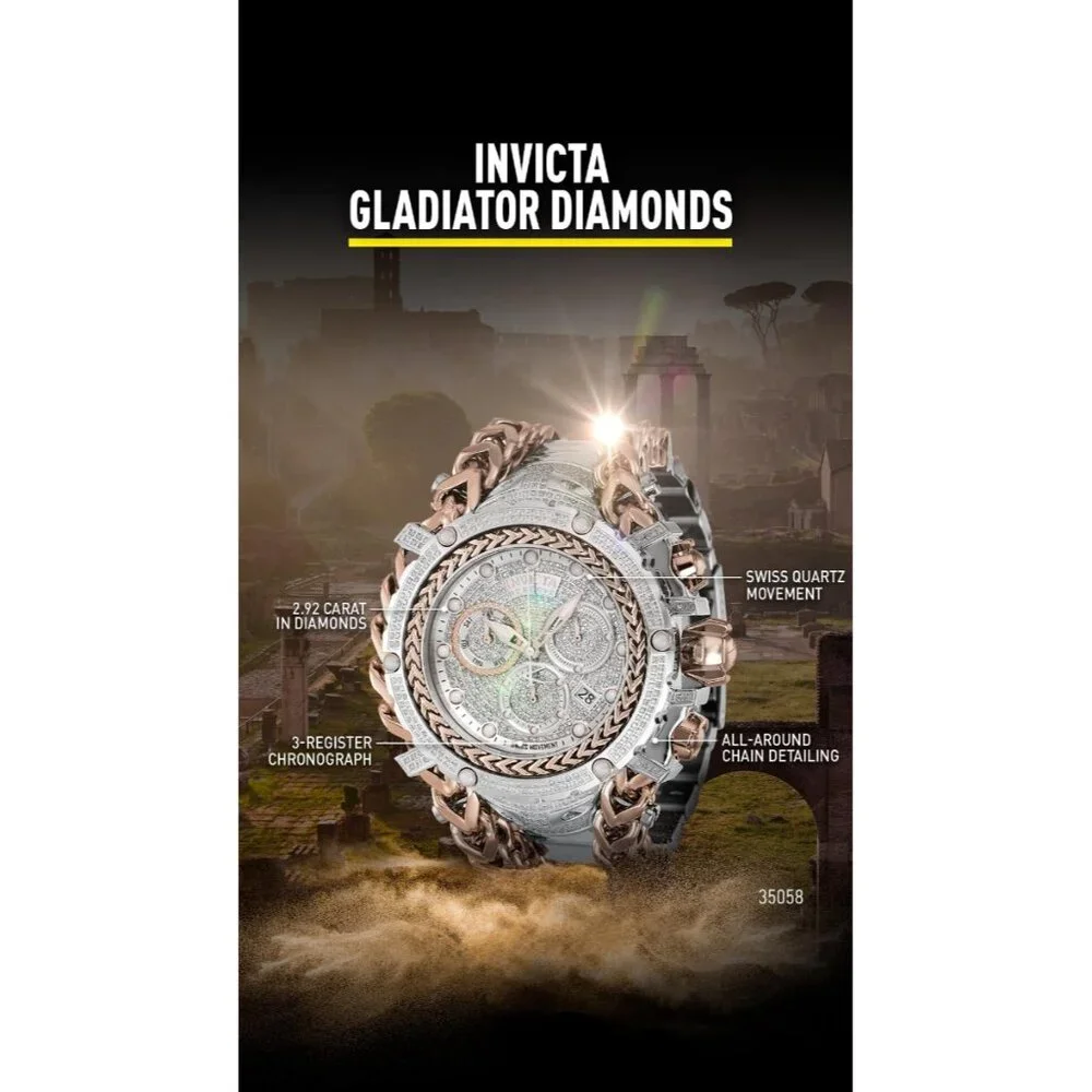 Invicta Swiss Reserve Gladiator 2.92CTW Diamond w/ Rose Gold Mens Watch New! - Picture 5 of 10